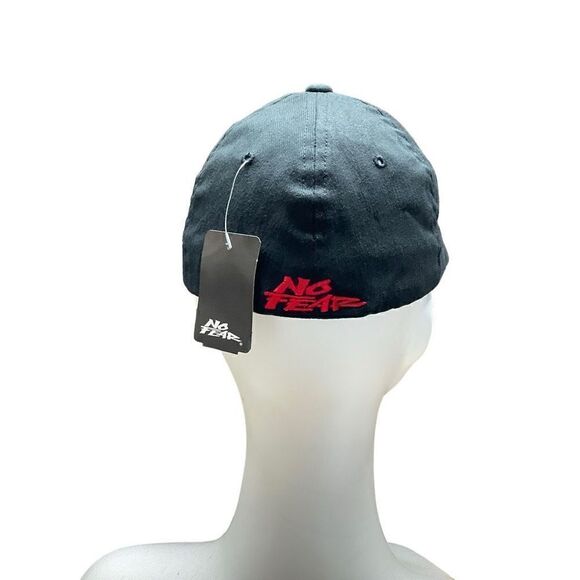 No Fear Hat Skull Flag Flex Ball Cap Black Red Stitching Small/Medium - Picture 2 of 16